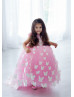 Pink Satin Tulle Butterflies V Back Flower Girl Dress Pink Satin Tulle Butterflies V Back Flower Girl Dress